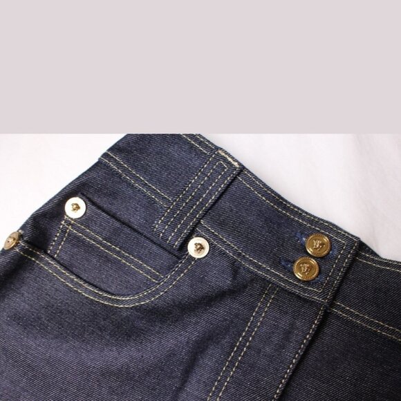$795 Versace Jeans Women's Dark Blue Gold Medusa Jeans Pants Size 25,27,28,32 - Picture 6 of 10